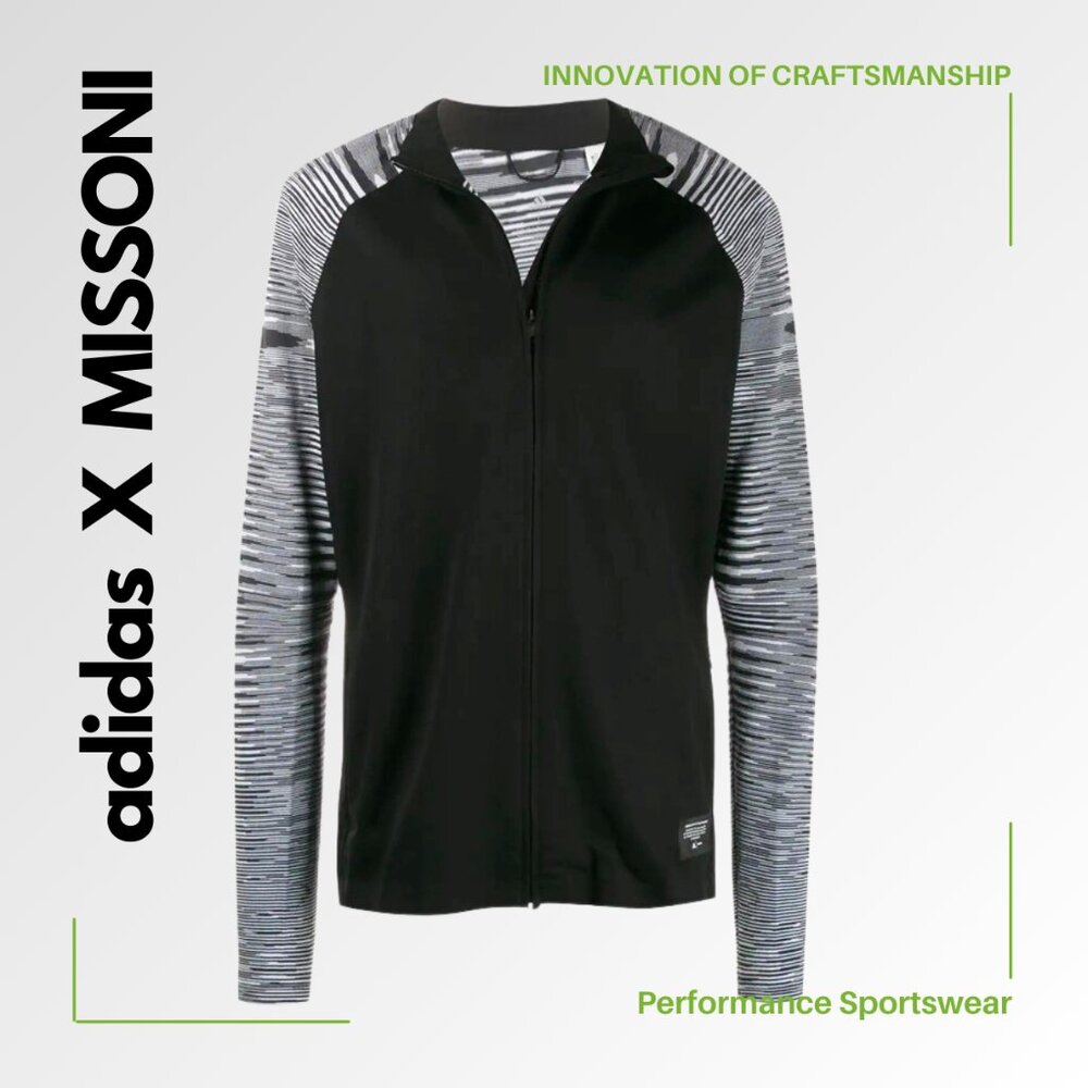 ADIDAS X MISSONI Men's 'PHX' Knit Space-Dyed Melange Jacket Black/White/Gray - L - Picture 5 of 13